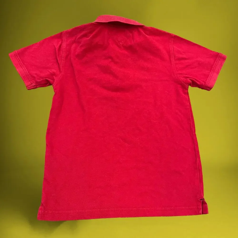 Tommy Hilfiger Polo Boys Medium 12/14 Flag Logo Red Button Up Shirt Embroidered